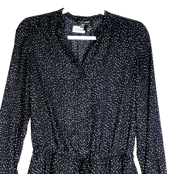 Hilary Radley Black Shirt Dress Womens Size XS Elastic Drawstring Long Sleeve - Picture 3 of 9